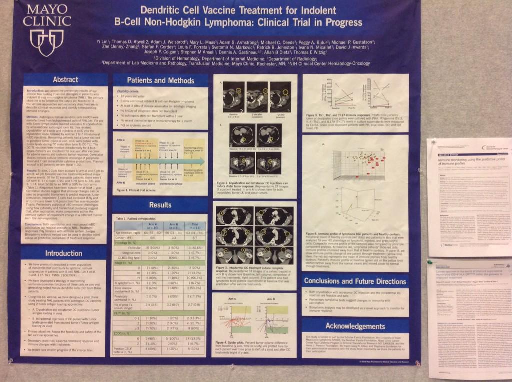 dendritic vaccine with cryoablation for lymphoma clinical trial preliminary results