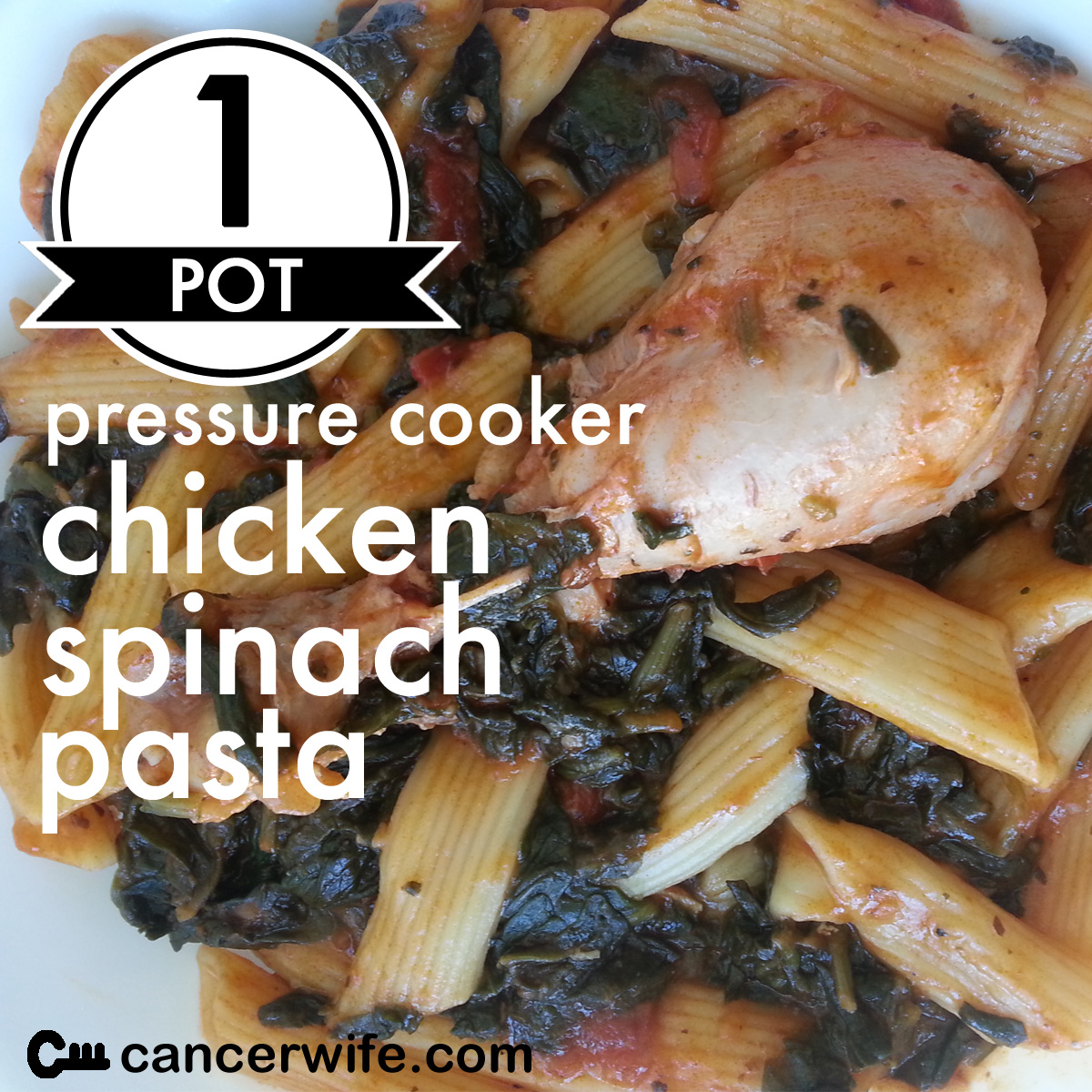 One Pot Pressure Cooker Instant Pot Chicken Spinach Pasta, Healthy Eating at Home with Cancerwife